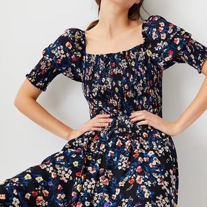 Petite 00 floral smocked Ann Taylor dress